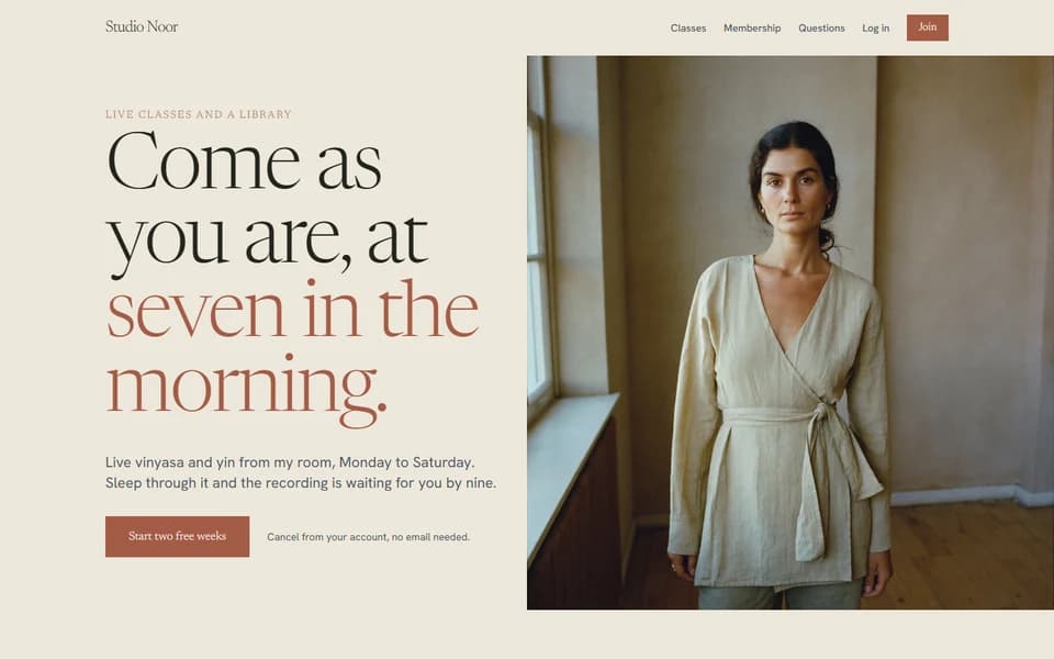Studio Noor landing page on desktop