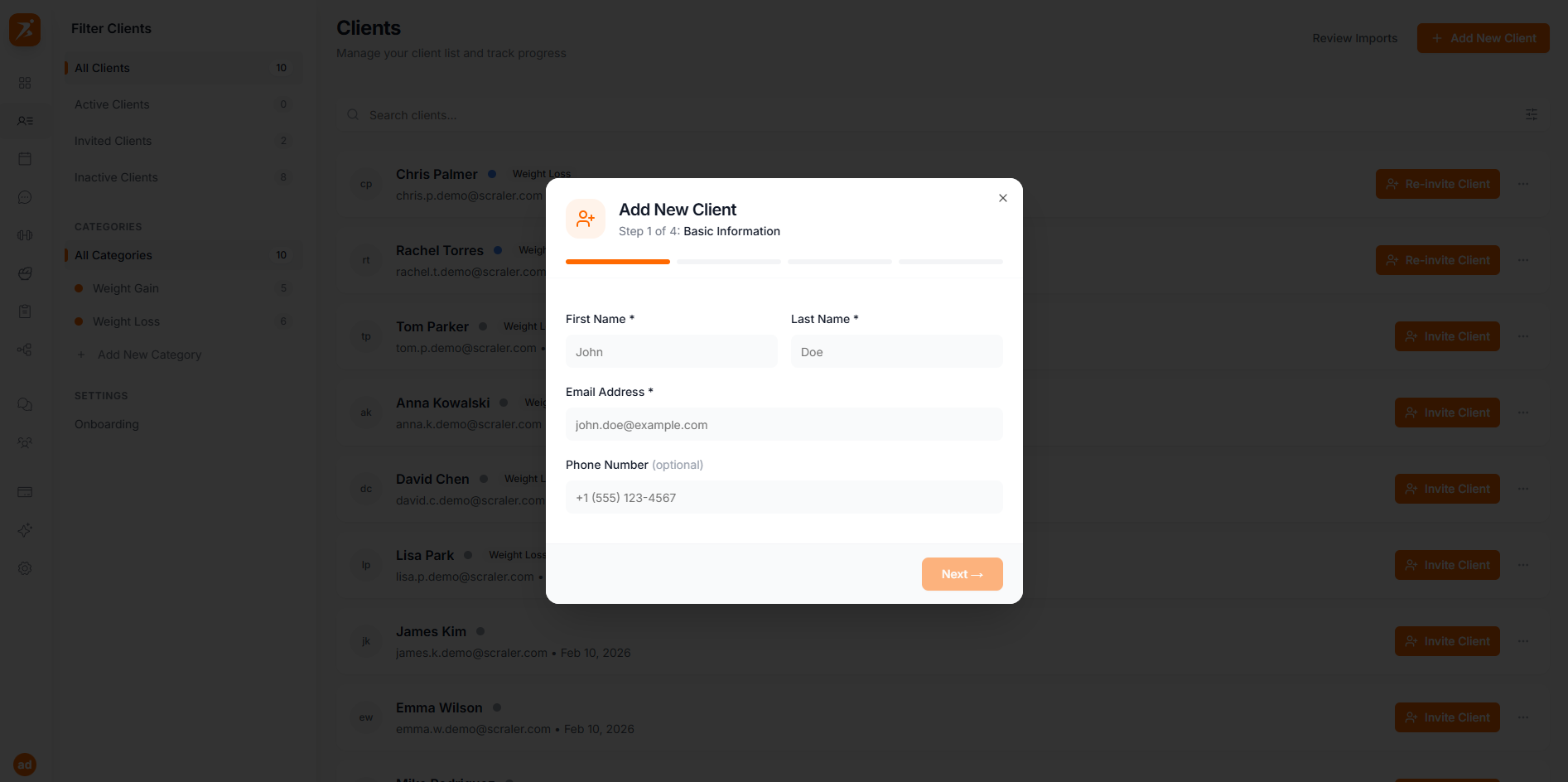 Add client form