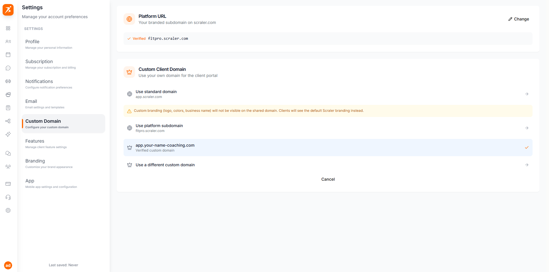 Switch between domain types
