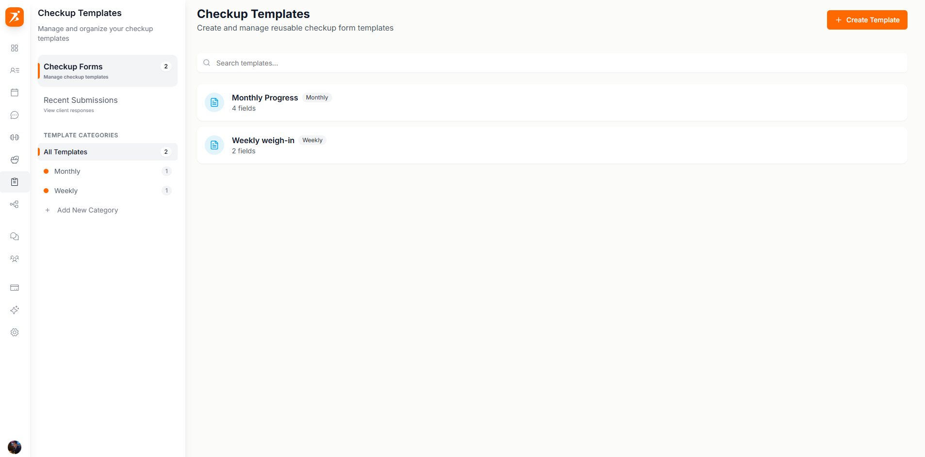 Checkup templates