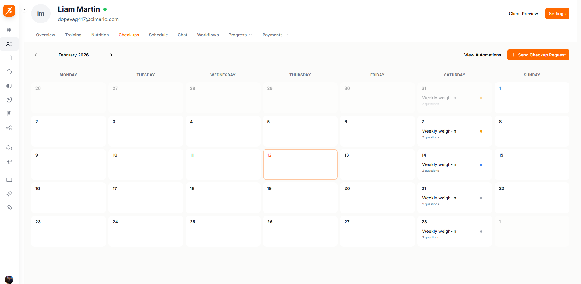 Checkups calendar