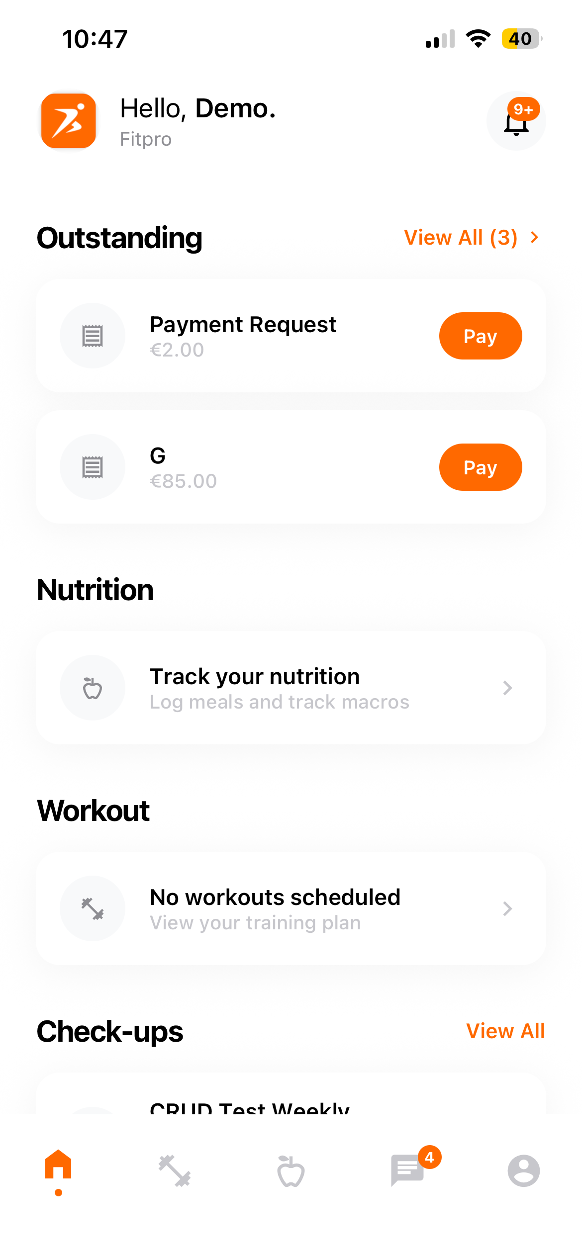 Client dashboard