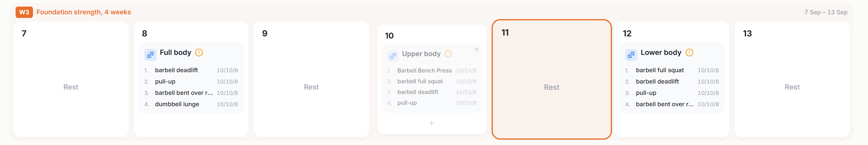 Dragging a workout to another day