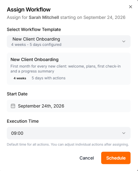 The Assign Workflow dialog