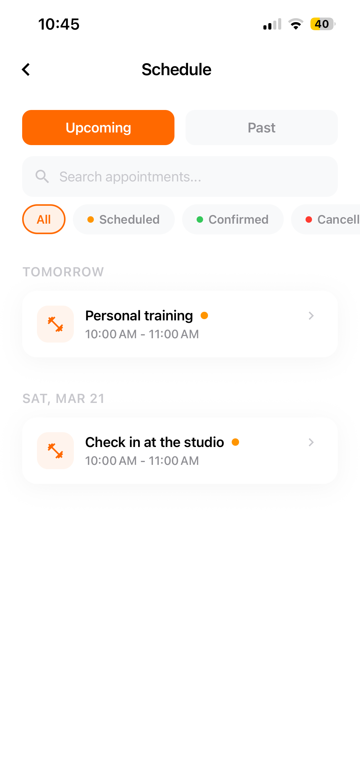Client schedule