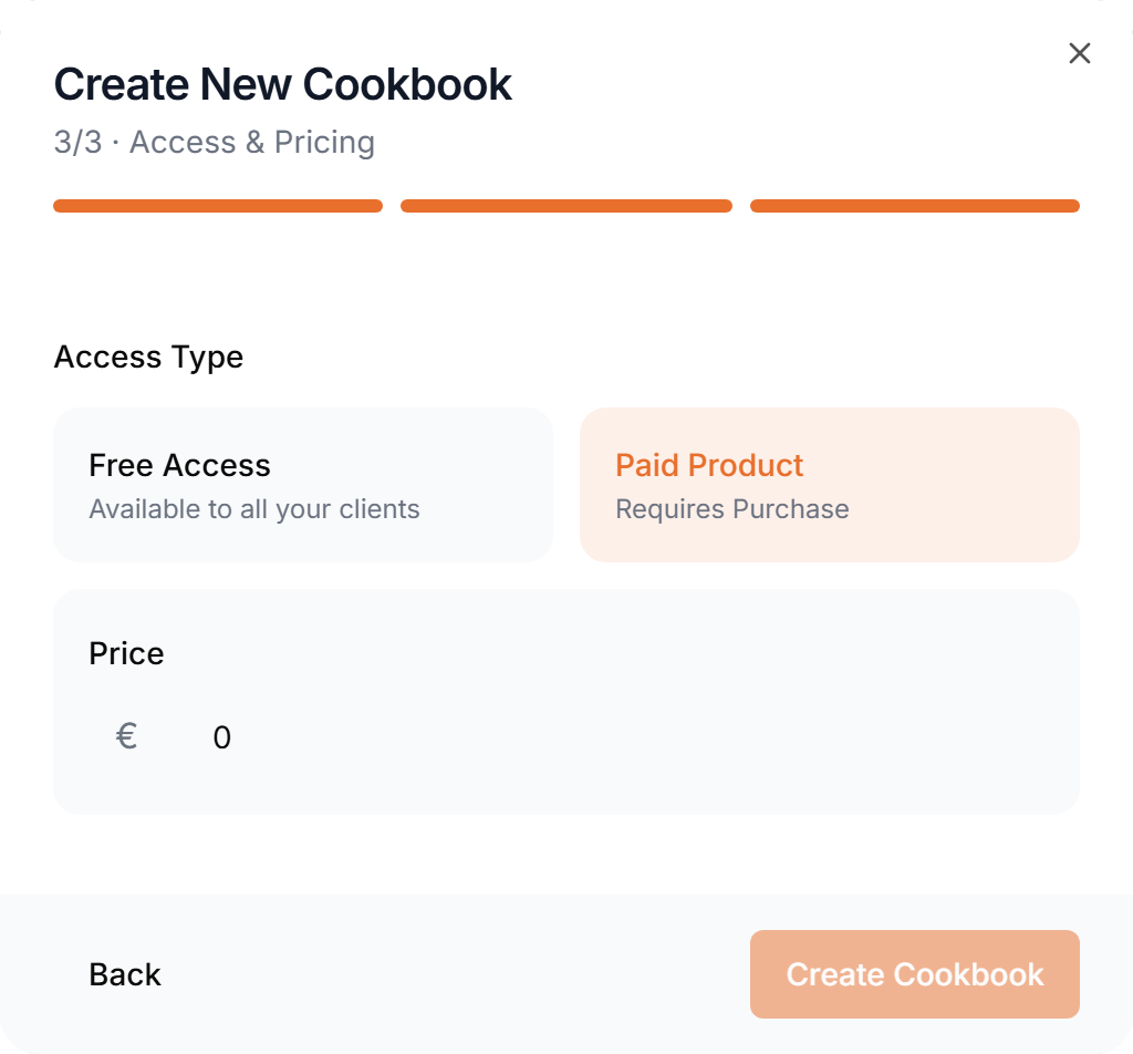 The last step of the Create New Cookbook dialog