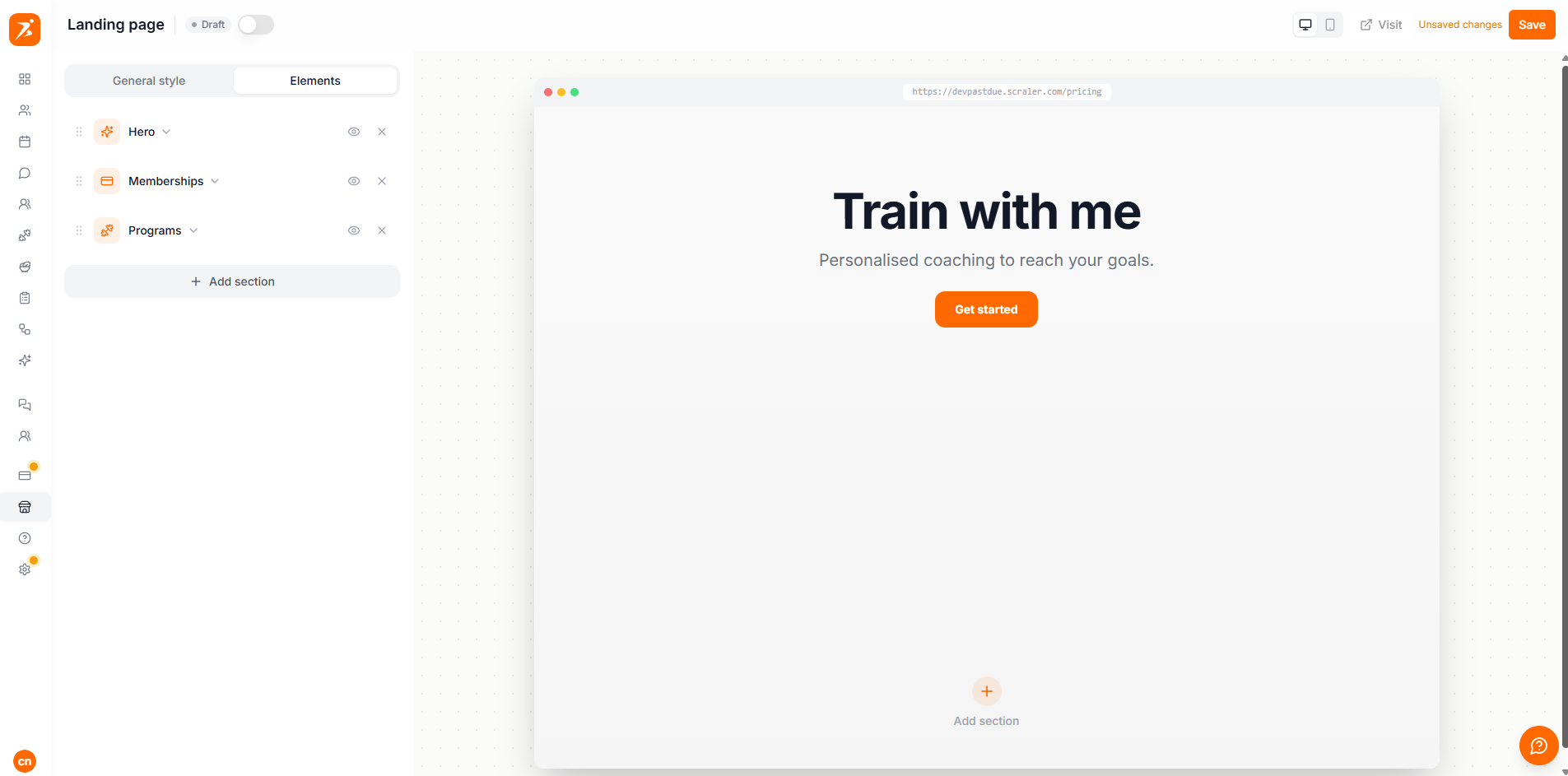 Landing page builder