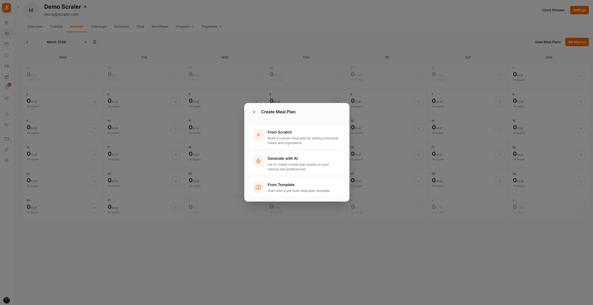 Create meal plan options