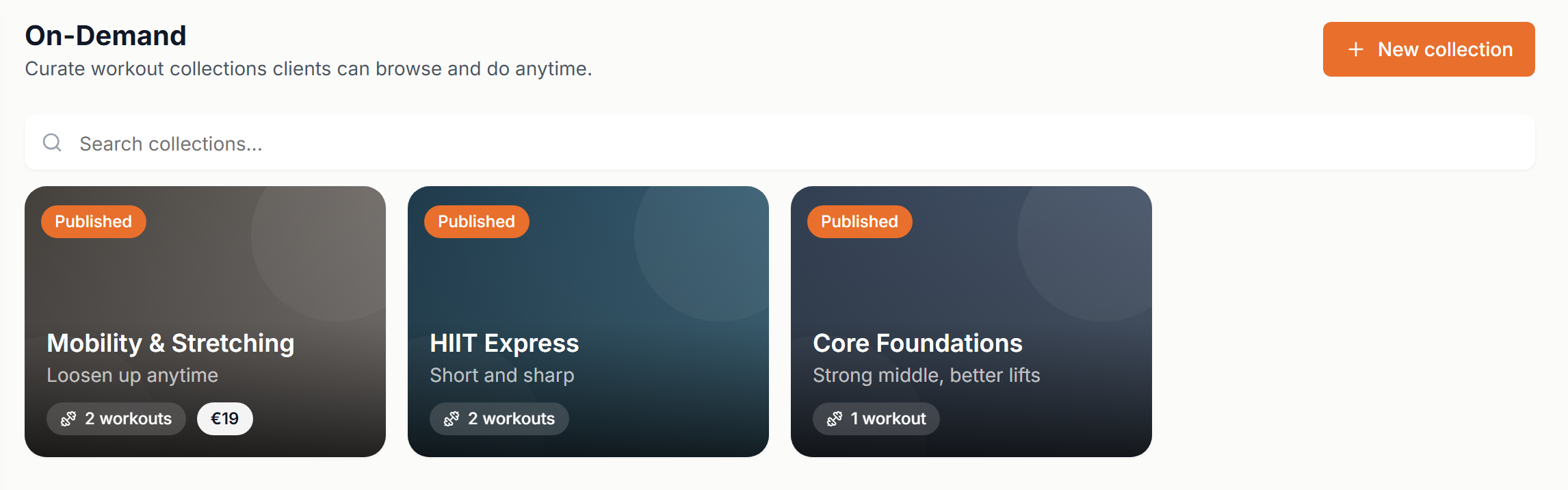 The On-Demand collections list