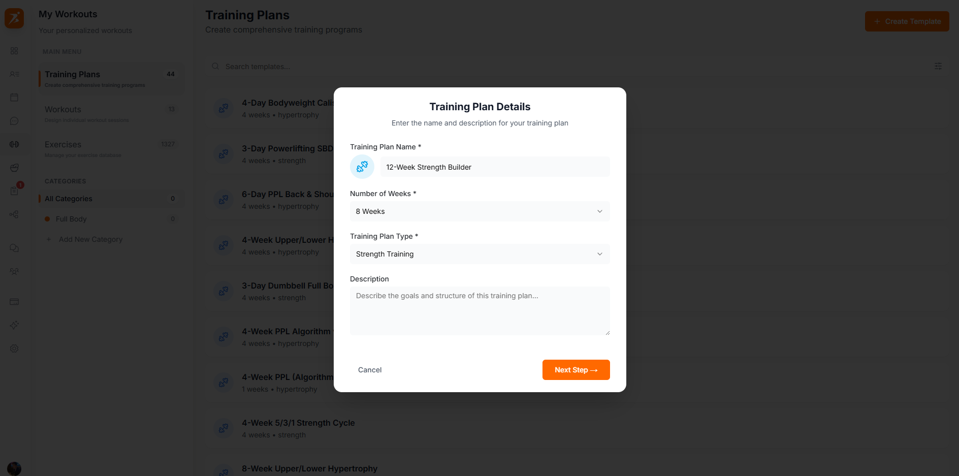 Plan setup form
