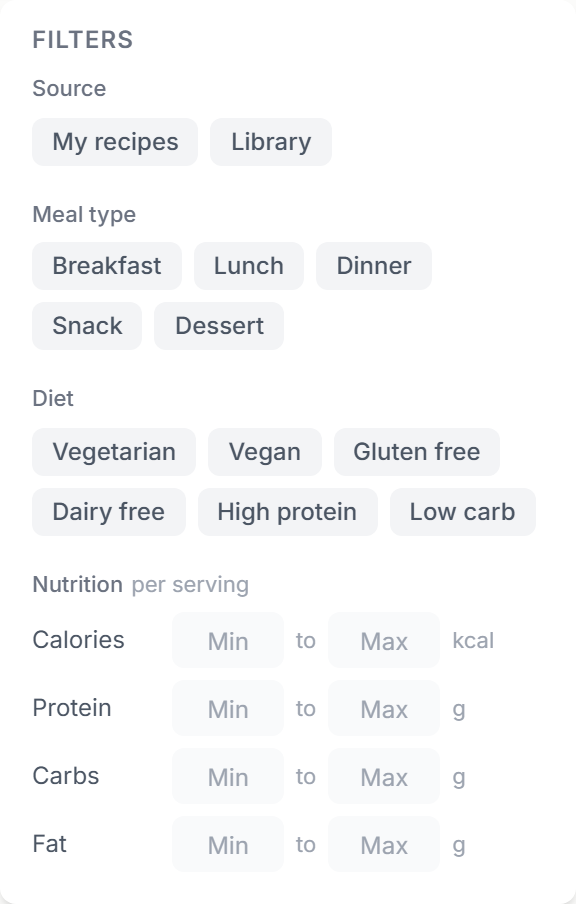 The recipe filters