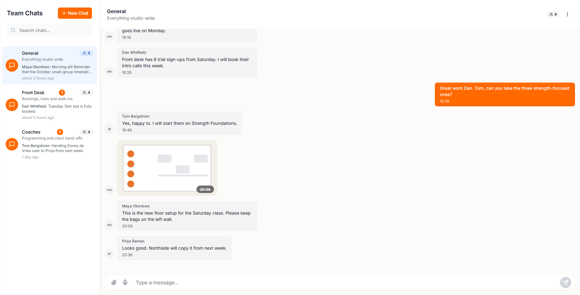 Studio team chat