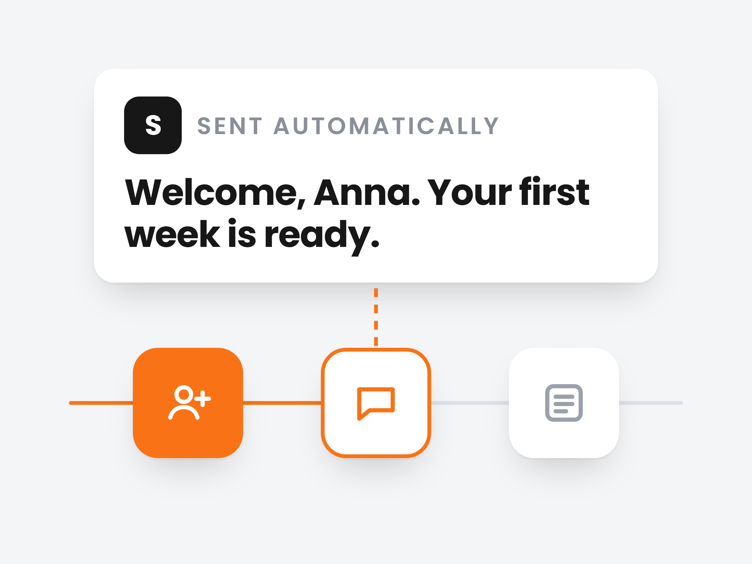 An automation sending a welcome message the moment a client joins