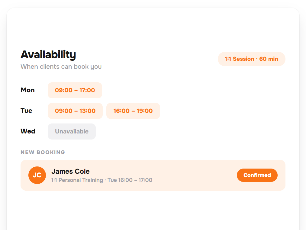 Availability & booking