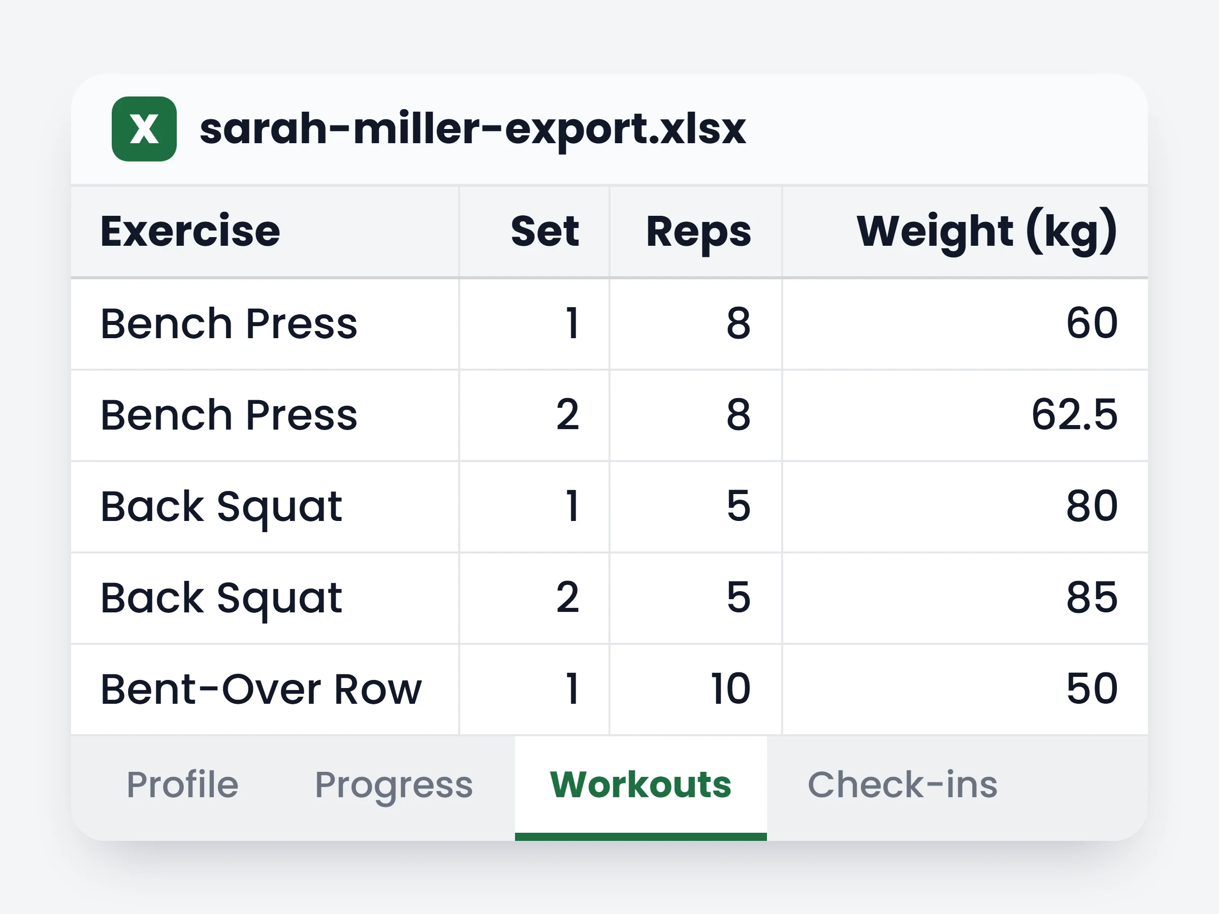Export a client’s full history to Excel