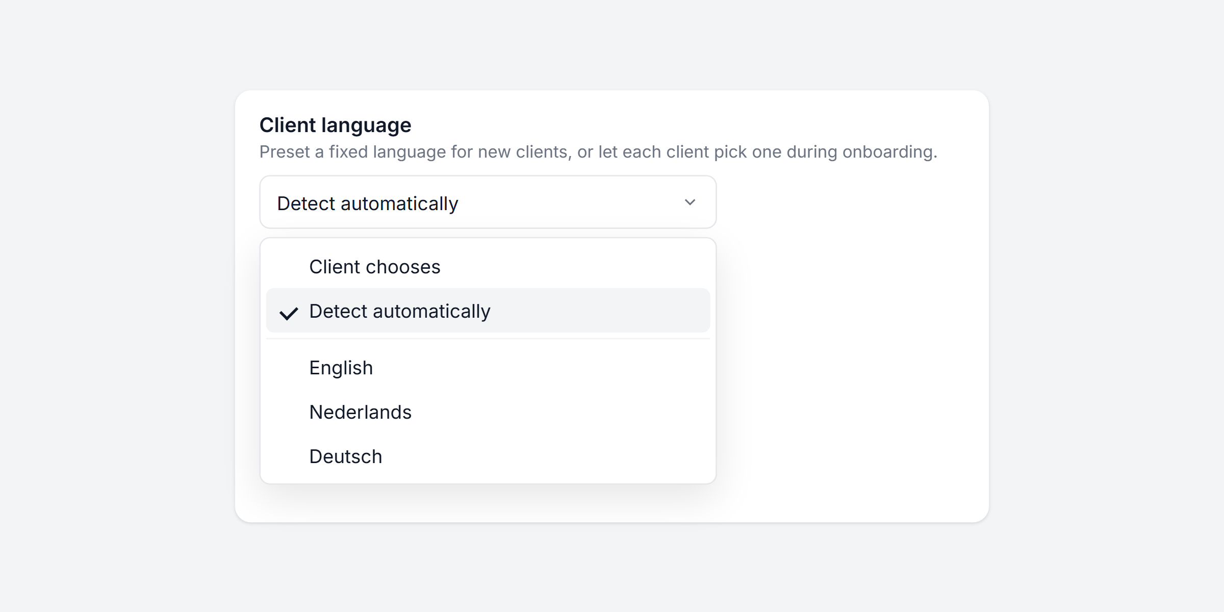 Set the client language